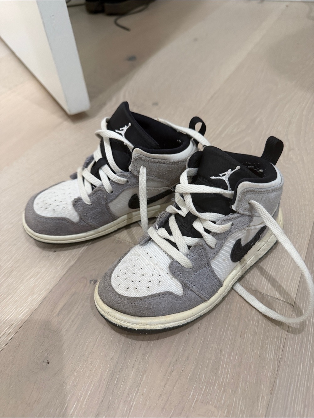 Nike Kids Black, Gray and White High-Top Sneakers